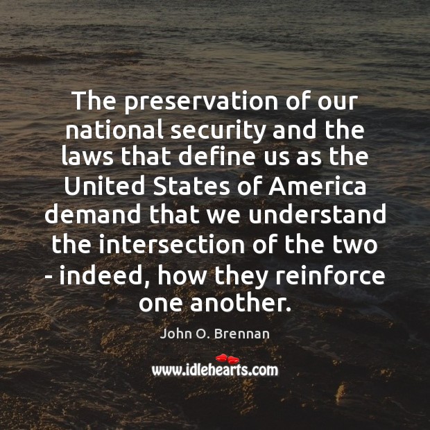 The preservation of our national security and the laws that define us John O. Brennan Picture Quote