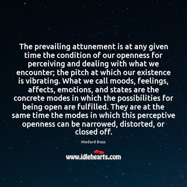 The prevailing attunement is at any given time the condition of our Medard Boss Picture Quote