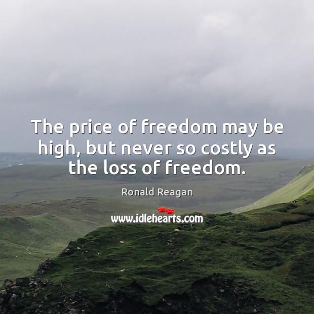 The price of freedom may be high, but never so costly as the loss of freedom. Image