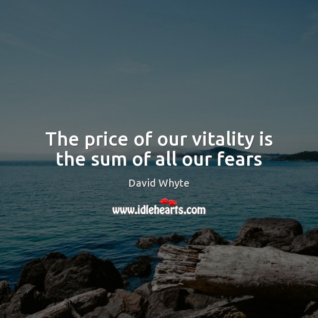The price of our vitality is the sum of all our fears David Whyte Picture Quote