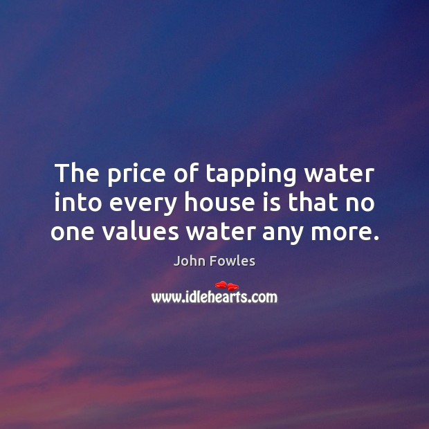 The price of tapping water into every house is that no one values water any more. Image