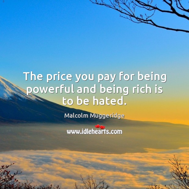 The price you pay for being powerful and being rich is to be hated. Image