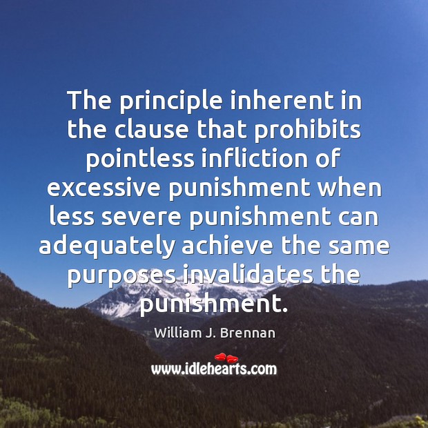 The principle inherent in the clause that prohibits pointless infliction of excessive William J. Brennan Picture Quote