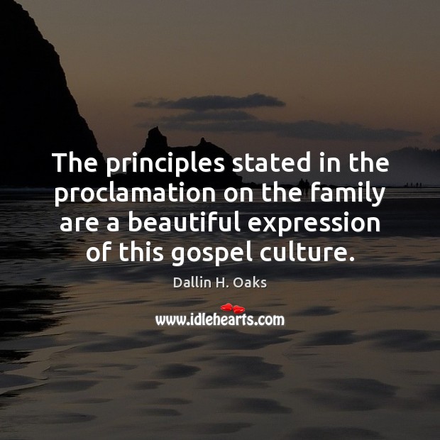 The principles stated in the proclamation on the family are a beautiful Dallin H. Oaks Picture Quote