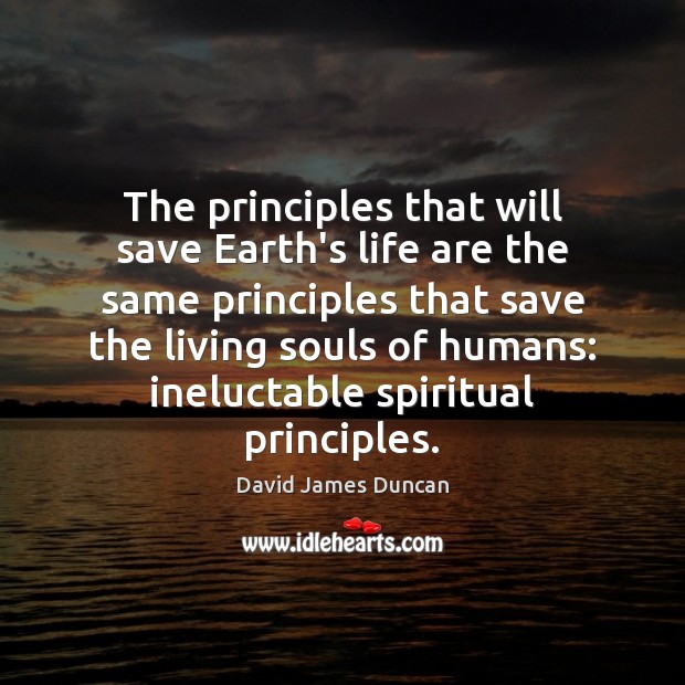 The principles that will save Earth’s life are the same principles that David James Duncan Picture Quote
