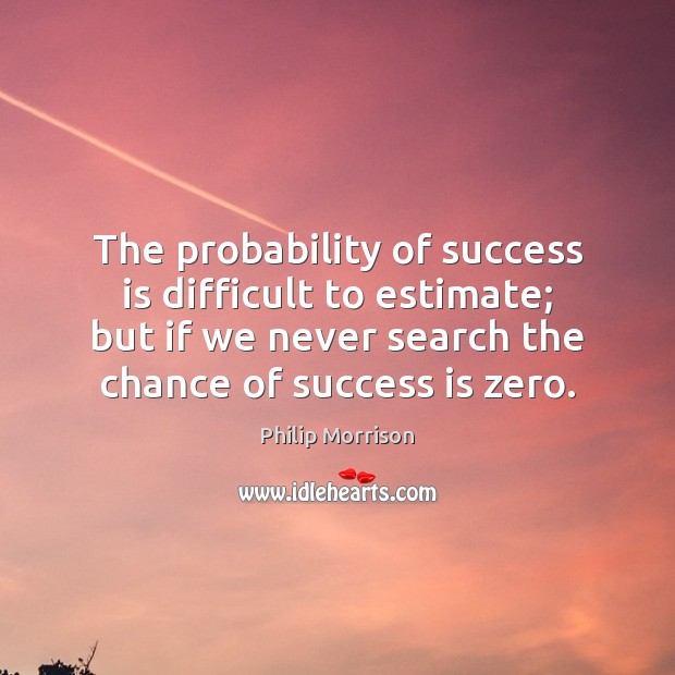 The probability of success is difficult to estimate; but if we never Image
