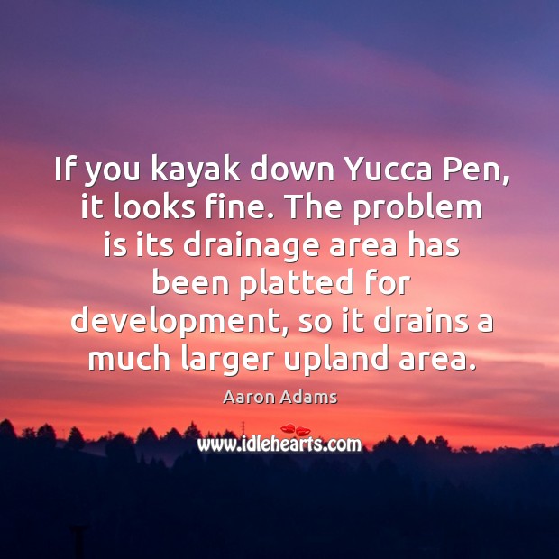 The problem is its drainage area has been platted for development, so it drains a much larger upland area. Aaron Adams Picture Quote