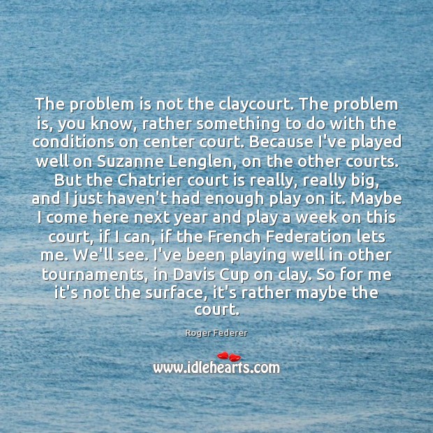 The problem is not the claycourt. The problem is, you know, rather Image