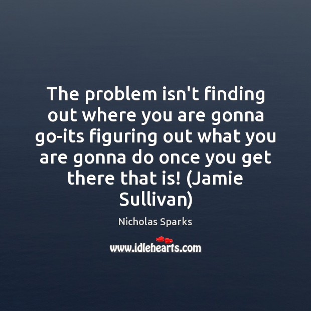 The problem isn’t finding out where you are gonna go-its figuring out Nicholas Sparks Picture Quote