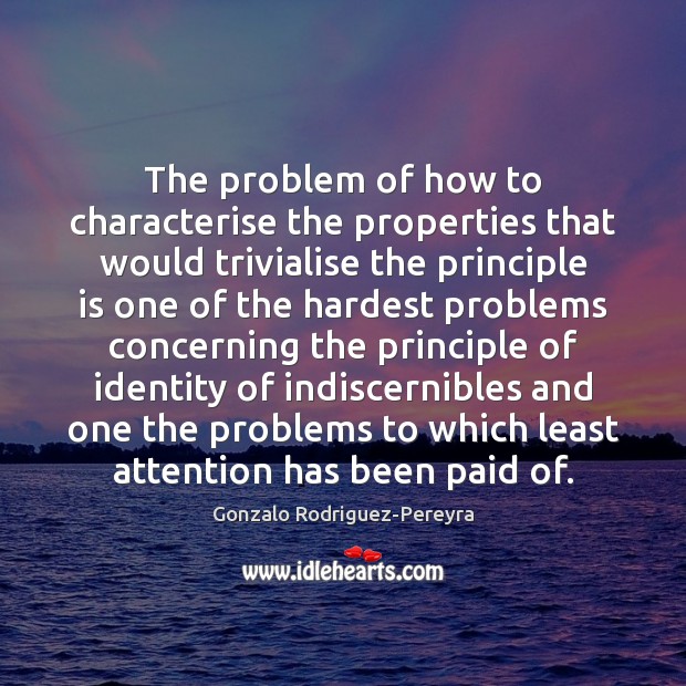 The problem of how to characterise the properties that would trivialise the Gonzalo Rodriguez-Pereyra Picture Quote