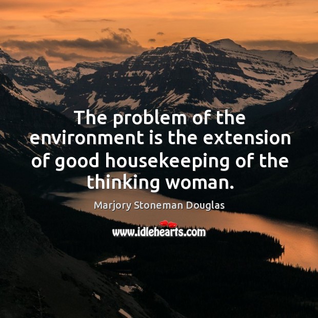 The problem of the environment is the extension of good housekeeping of the thinking woman. Marjory Stoneman Douglas Picture Quote
