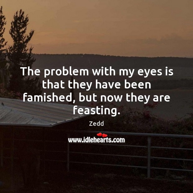 The problem with my eyes is that they have been famished, but now they are feasting. Zedd Picture Quote