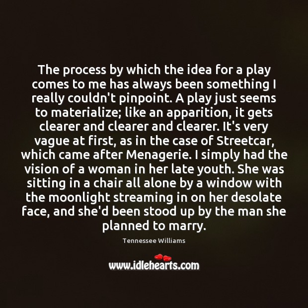 The process by which the idea for a play comes to me Image