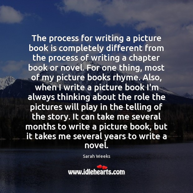 The process for writing a picture book is completely different from the Sarah Weeks Picture Quote