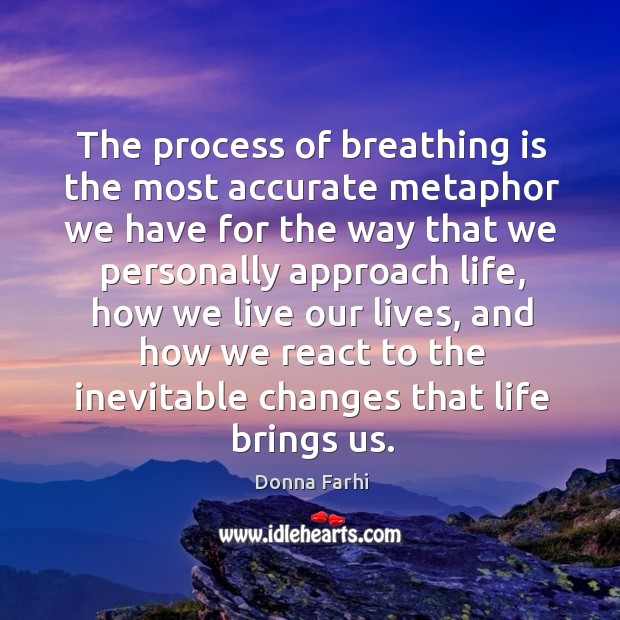 The process of breathing is the most accurate metaphor we have for Donna Farhi Picture Quote