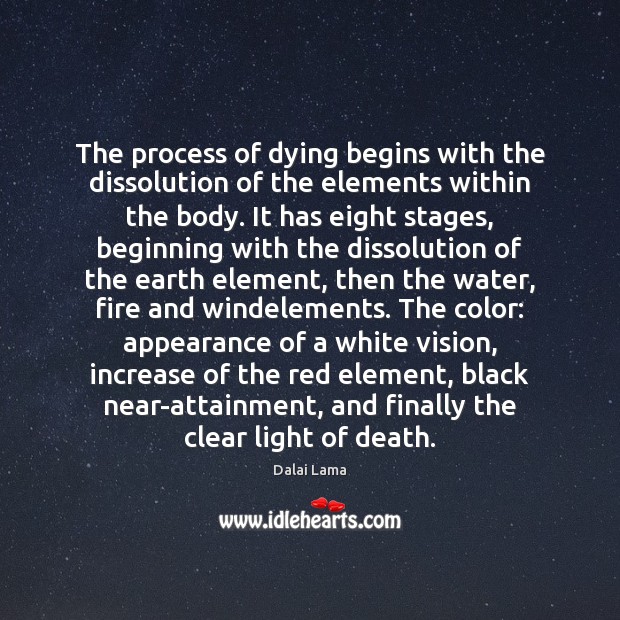 The process of dying begins with the dissolution of the elements within 