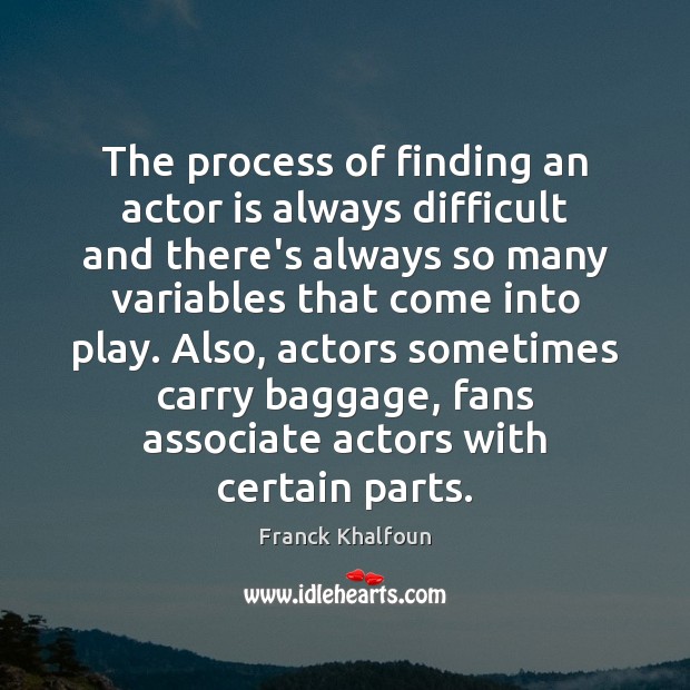 The process of finding an actor is always difficult and there’s always Image