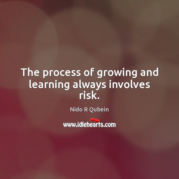 The process of growing and learning always involves risk. Nido R Qubein Picture Quote