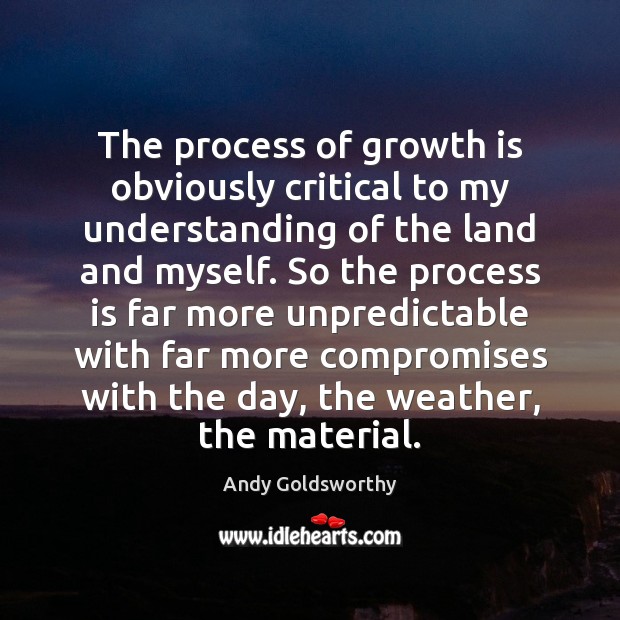 The process of growth is obviously critical to my understanding of the Andy Goldsworthy Picture Quote