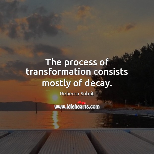 The process of transformation consists mostly of decay. Rebecca Solnit Picture Quote