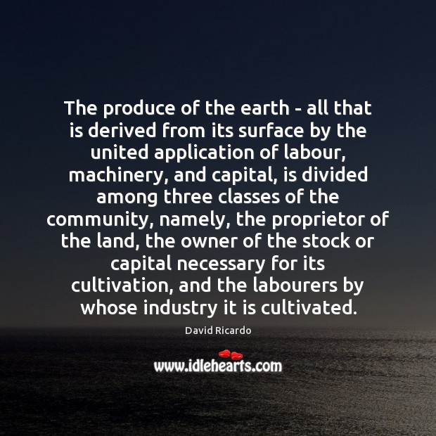 The produce of the earth – all that is derived from its David Ricardo Picture Quote