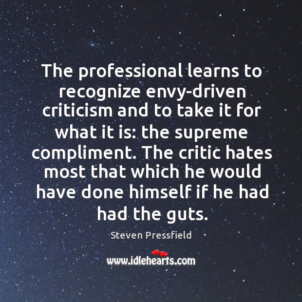 The professional learns to recognize envy-driven criticism and to take it for Image