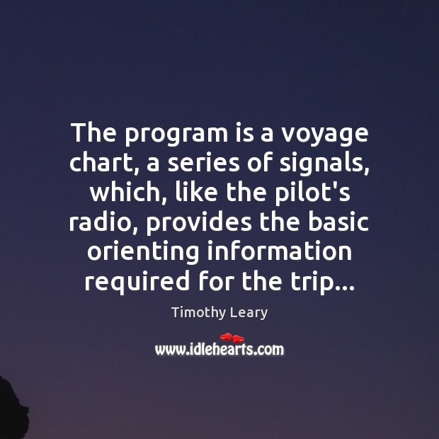 The program is a voyage chart, a series of signals, which, like Image