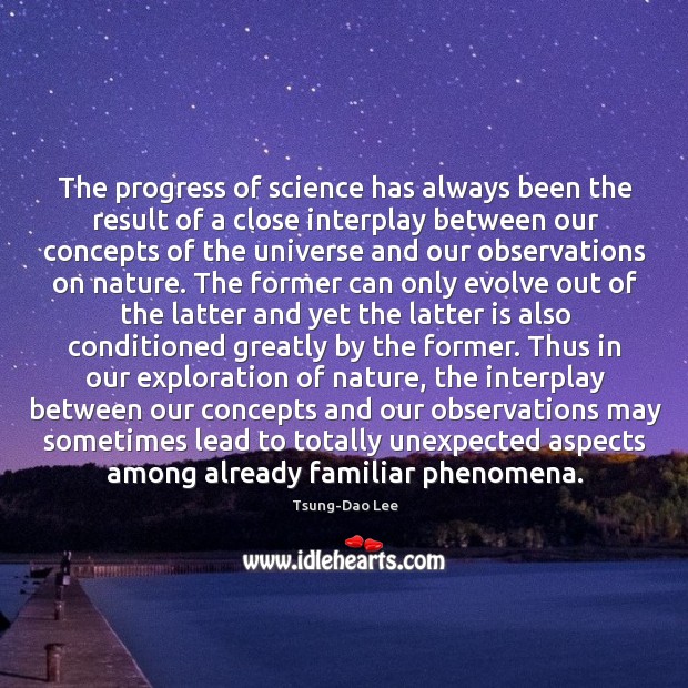The progress of science has always been the result of a close Tsung-Dao Lee Picture Quote