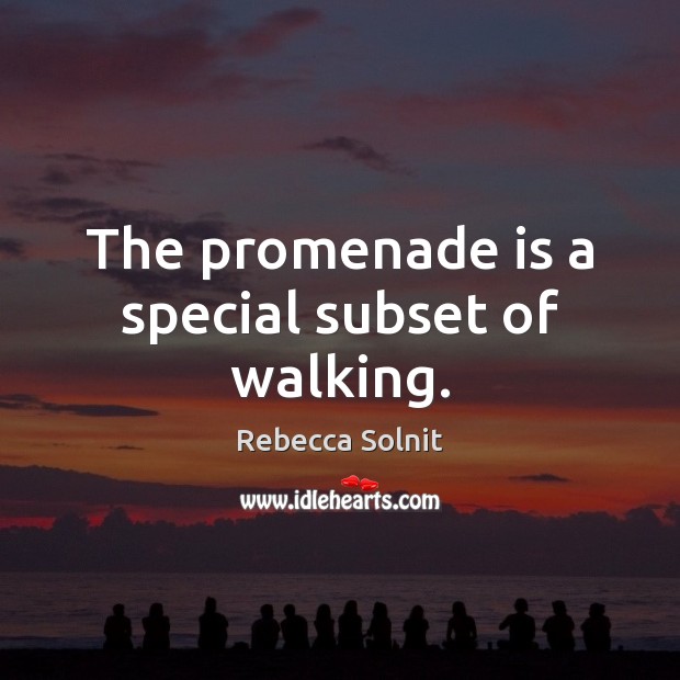 The promenade is a special subset of walking. Rebecca Solnit Picture Quote
