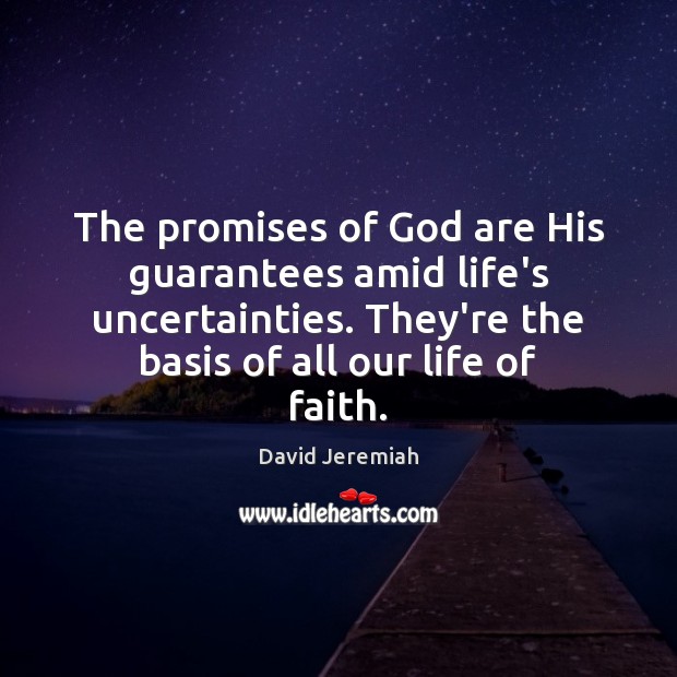 The promises of God are His guarantees amid life’s uncertainties. They’re the David Jeremiah Picture Quote