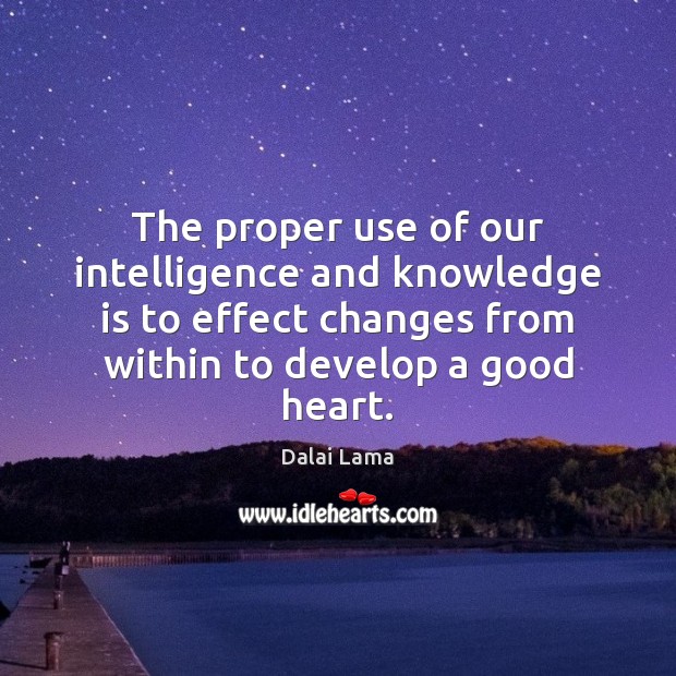 The proper use of our intelligence and knowledge is to effect changes Image