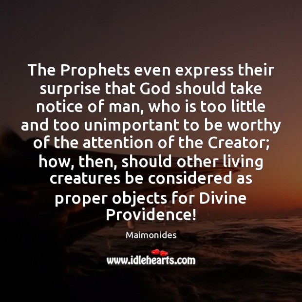 The Prophets even express their surprise that God should take notice of Maimonides Picture Quote
