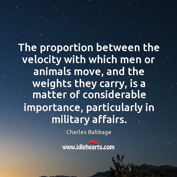 The proportion between the velocity with which men or animals move, and the weights they Image