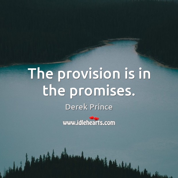 The provision is in the promises. Derek Prince Picture Quote