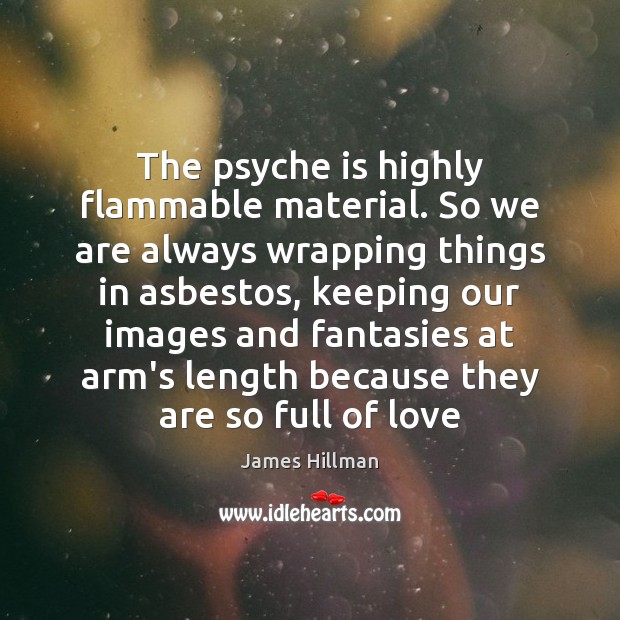 The psyche is highly flammable material. So we are always wrapping things James Hillman Picture Quote