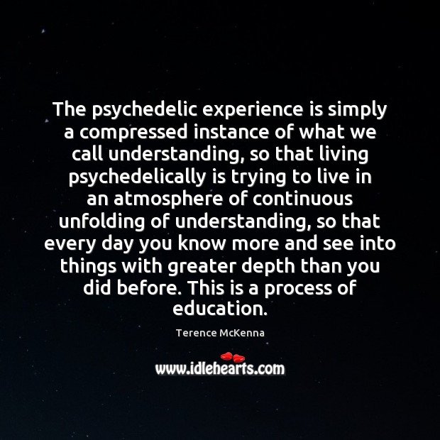 The psychedelic experience is simply a compressed instance of what we call Terence McKenna Picture Quote