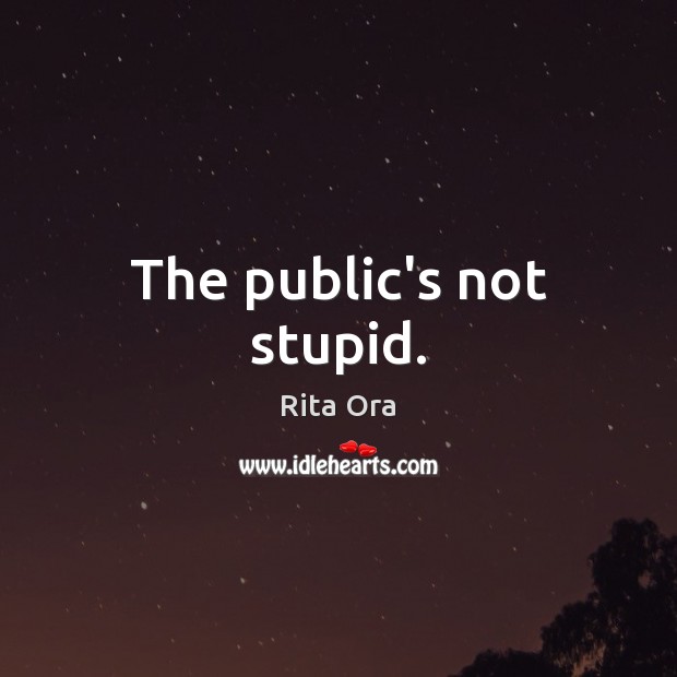 The public’s not stupid. Rita Ora Picture Quote