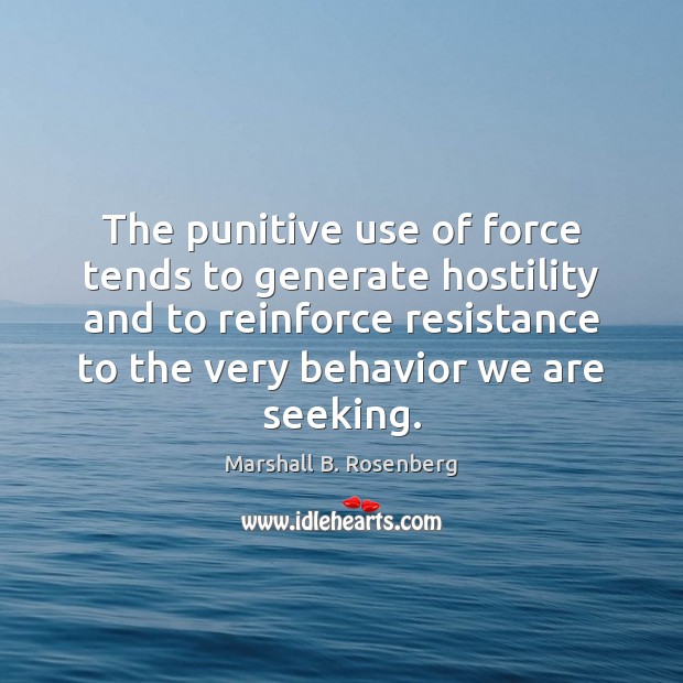 The punitive use of force tends to generate hostility and to reinforce Image