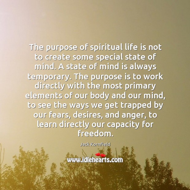 The purpose of spiritual life is not to create some special state Image