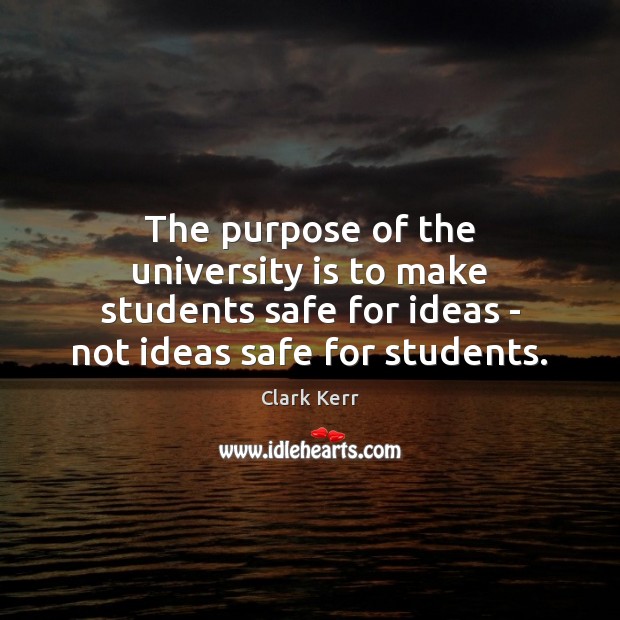 The purpose of the university is to make students safe for ideas Clark Kerr Picture Quote