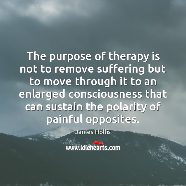 The purpose of therapy is not to remove suffering but to move James Hollis Picture Quote