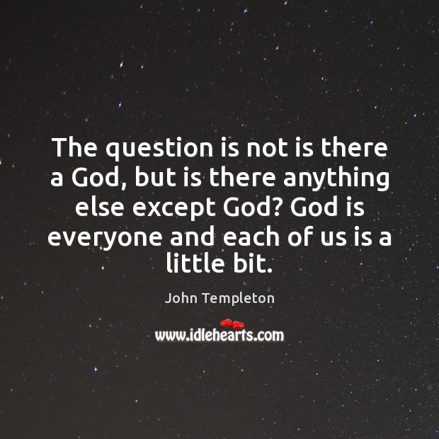 The question is not is there a God, but is there anything John Templeton Picture Quote