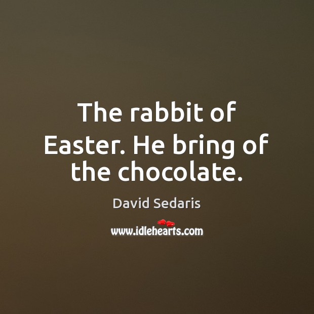 The rabbit of Easter. He bring of the chocolate. David Sedaris Picture Quote