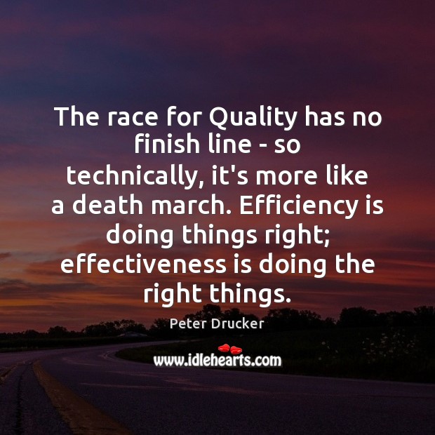 The race for Quality has no finish line – so technically, it’s Peter Drucker Picture Quote