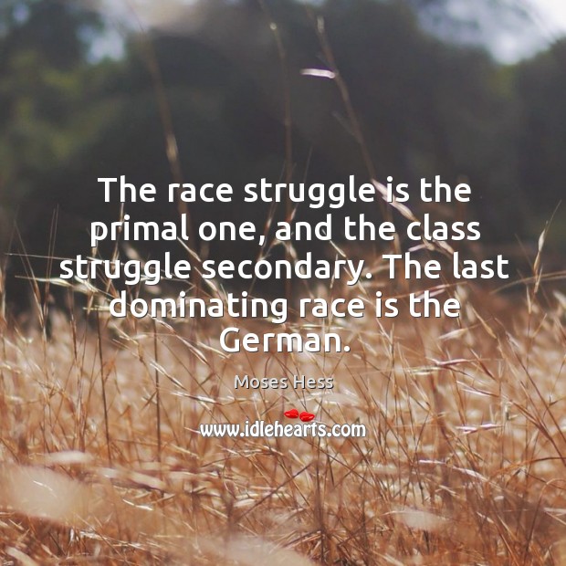 The race struggle is the primal one, and the class struggle secondary. Moses Hess Picture Quote