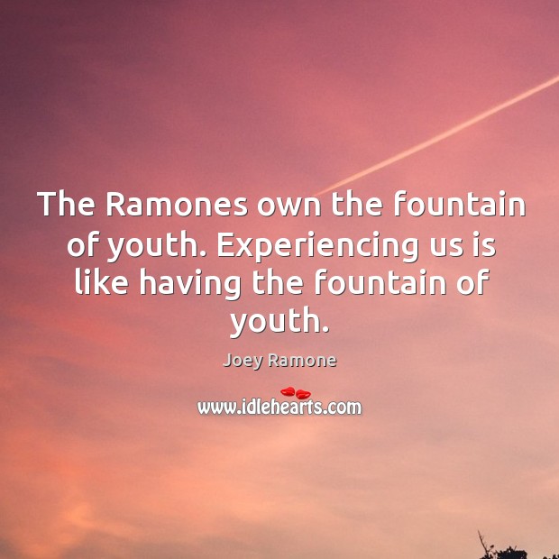 The Ramones own the fountain of youth. Experiencing us is like having Joey Ramone Picture Quote
