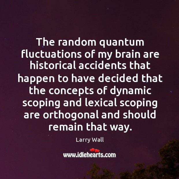 The random quantum fluctuations of my brain are historical accidents that happen Larry Wall Picture Quote