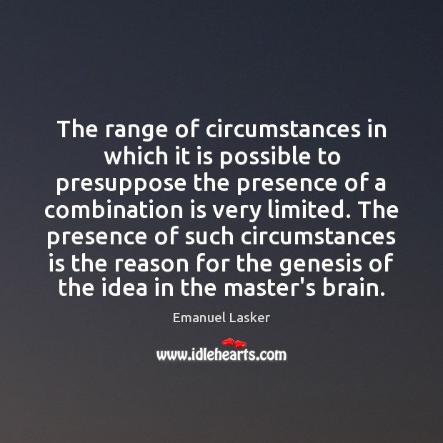 The range of circumstances in which it is possible to presuppose the Emanuel Lasker Picture Quote
