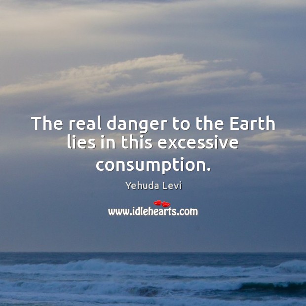 The real danger to the Earth lies in this excessive consumption. Yehuda Levi Picture Quote