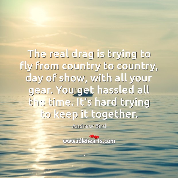 The real drag is trying to fly from country to country, day Andrew Bird Picture Quote